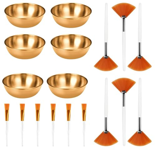 18 Pcs Facial Bowl and Face Mask Applicator Set, Gold Skincare Tools | Professional Mixing and Application Accessories for Salons, Spas, Estheticians and Home Beauty Routines