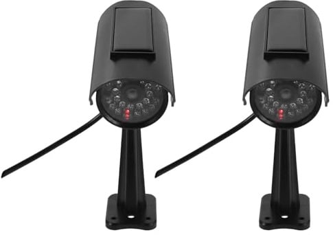 Lurrose Realistische Überwachungskamera Attrappe Schwarze Dummy Kamera 2 Stück aus ABS mit Einfacher Installation zur Abschreckung für Büro und Zuhause