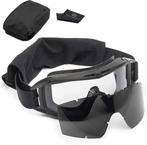 Revision Desert Locust Military Goggles Essential Kit - Clear and Smoke Lens, Black Frame, One Size - Anti Fog Eye Protection Ballistic Goggles - Made in USA