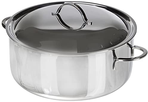 Spring CRISTAL Bratentopf mit Deckel | rostfreier Edelstahl | Ø 24 cm, Höhe: 10,5 cm | 4,7 ltr. | induktionsgeeignet | Bräter mit Deckel backofengeeignet | Spülmaschinenfest | Kochtopf