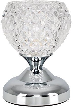 MiniSun | Modern Silver Chrome & Decorative Glass Bedside Touch Table Lamp | Table Lamps & Home Improvements Essential
