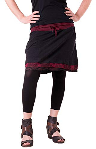 Vishes - Alternative Bekleidung - Kurzer Lagenlook Rock aus Baumwolle - mit Taschen zum Binden