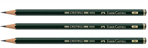 Faber-Castell 3 Stück Bleistifte 9000 sechseckig Mine 2 mm 4H
