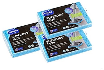 Addis Superdry Sponge Mop Replacement Refill Heads, Pack of 3, Blue