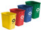 Acrimet Papelera para Reciclaje, 3.25 galones / 13 cuartos / 12 litros (Hecha de Plástico) (Metal/Amarillo, Papel/Azul, Vidrio/Verde, Plástico/Rojo) (Conjunto de 4)