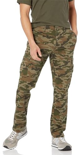 Amazon Essentials Pantalon Cargo Extensible, Coupe ajustée (Grandes Tailles Disponibles) Homme, Vert Camouflage, 42W / 30L