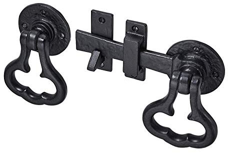 S & S International 6 Cast Iron Lakeland Door Latch, Black Antique, Slide in Garden Gate Shed Doors Latch Lock Handle 150mm