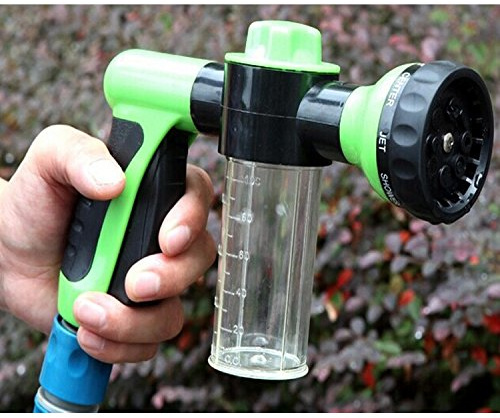 Sxspace Spritzpistole zur Befestigung am Gartenschlauch mit Sprühkopf und Vorratsbehälter für Seife/Dünger Etc.