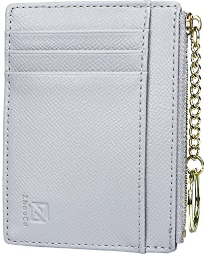 ZhaoCo Porte Monnaie Femme, Petit Portefeuille PU Cuir Porte Carte de Crédit Sac à Main avec à glissière Porte-clés pour Femme Ado Fille Cadeau - Gris