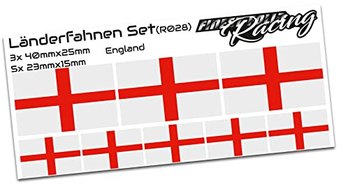 8er Set Länderaufkleber Fahne Länderfahne Flagge Wetterfest RC Car Auto Motorrad Sticker Fahrrad Aufkleber Modellbau R028 (England)