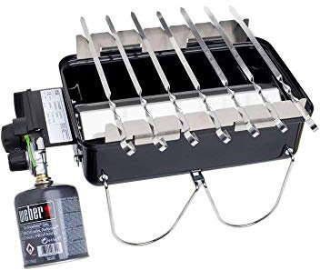 Spießehalter/Schaschlikhalter/Mangal inkl. 10 Spießen für Weber Go Anywhere