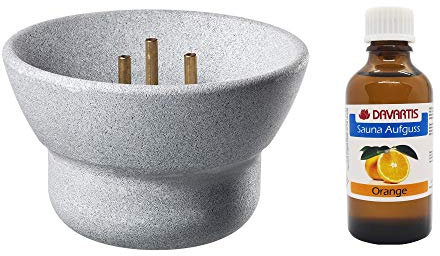 Davartis - Saunamaestro Springbrunnen aus Speckstein + Sauna Aufguss Orange - 50ml