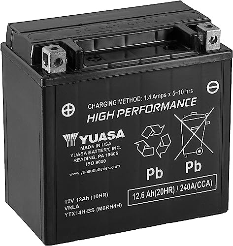 Batteria moto Yuasa YTX14H-BS - Senza manutenzione - 12 V 12 Ah - Dimensioni: 150 x 87 x 147 mm compatibile con Aprilia Capo Nord 1200 2013