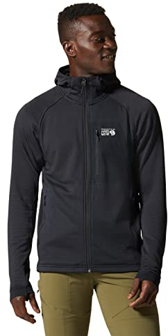 Mountain Hardwear Herren Polartec Power Grid Full Zip Hoody, Schwarz, Large