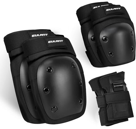 EULANT Inline Skate Schoner für Jugendliche und Erwachsene,Knieschoner / Ellbogenschützer / Handgelenkschützer 6 in 1, Hochwertig Verstellbar Schützer Set für Inliner Skaten Roller Skateboard Fahrrad