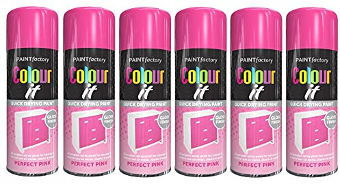 Paint Factory Colour It Quick Drying Spray Paint 400ML (6, Pink Gloss)