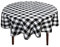 Hiasan Karierte runde Tischdecke, 114,4 cm, wasserdicht, flecken- und knitterfrei, waschbar, Stofftischdecke für Esszimmer, Party, Picknick, Schwarz und Weiß