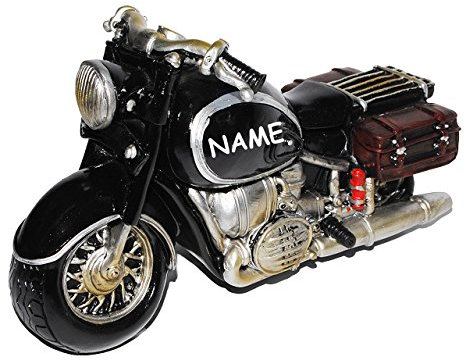 alles-meine.de GmbH Spardose - Motorrad - Nostalgie & Oldtimer - schwarz - incl. Name - stabile Sparbüchse aus Kunstharz/Polyresin - Bike/Biker/Fahrzeug Rennserie/Ren..