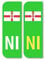 2 x Road Legal Car Number plate Stickers - NI Northern Ireland Flag Green Electric Car Registration Number Plate Self-Adhesive Vinyl for Road Vehicle Car, Van, Lorry, Motorbike