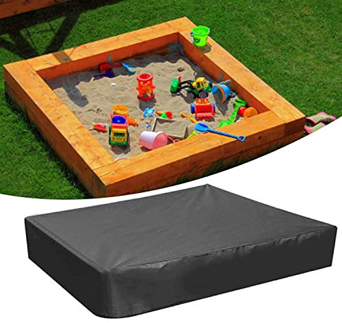 UCARE Sandkasten-Abdeckung, quadratisch, wasserdicht, staubdicht, UV-Schutz, Sandkasten-Pool-Abdeckung, Schutz mit Kordelzug für Sandkasten, Spielzeug und Möbel, Outdoor-Überdachung200×200cm,Schwarz