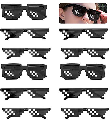 Xpsirny Pixel Brille, 12 Stücke Pixel Sonnenbrille Party Mosaik Brille Coole Sonnenbrille Party Lustige Sonnenbrille Pixel Thug Life Brille für Party Zubehör, Foto Requisiten, Männer und Frauen