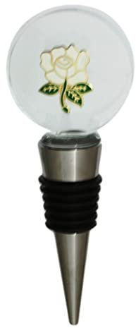 Yorkshire White Rose Glass Wine Whiskey Stopper Bottle Top 493