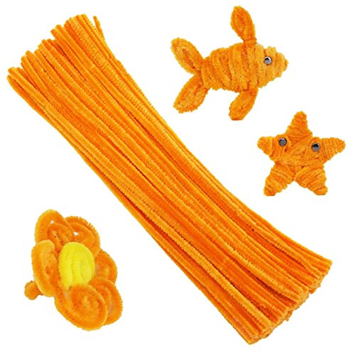 100 Stück Pfeifenreiniger, Orangefarben Pfeifenreiniger Chenilledraht, Pfeifenputzerdraht für Handwerk Dekorationen