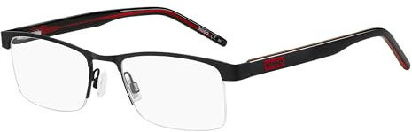 HUGO Rechteckig Metall Brillen in Matte Black für Herren, Brille mit Sehstärke, optional mit Sonnenbrillen tönung oder Blaulichtfilter (Modell 106617)