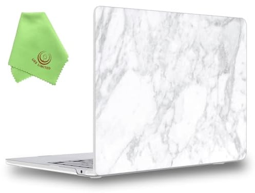 UESWILL Kompatibel mit MacBook Air 13,6 Zoll M2 Hülle 2022 Modell A2681 mit Flüssigkeit Retina Display & Touch ID, Marmor Muster Hartschale Case Cover + Mikrofasertuch, Weiß