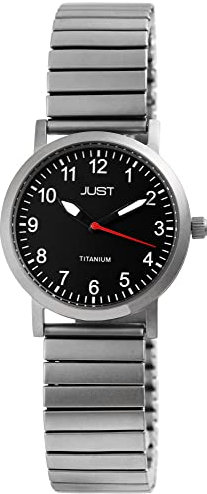 Just Liza Damen-Uhr Zugband Titan Datum Analog Quarz JU10111 (silberfarbig schwarz)