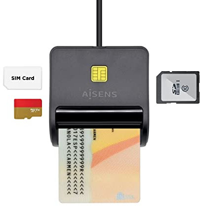 AISENS Lector DE TARJETA DNI SIM SD Micro SD MMC RS-MMC MMC Micro Negro