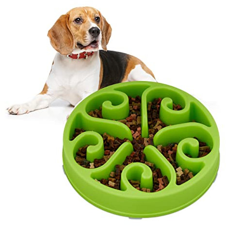 Relaxdays Ciotola Anti-Ingozzamento per Cani, Ø 30 cm, Lenta Assunzione del Cibo, Adatta alla Lavastoviglie, Verde
