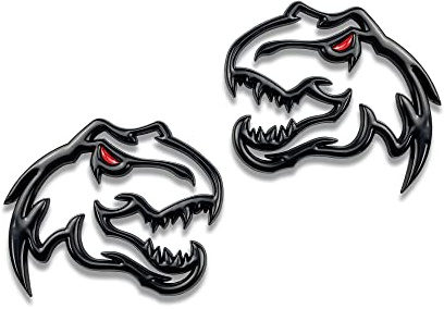 Zhizhong Dinosaurier-Emblem passt für Dodge RAM TRX 1500 2500 3500 Charger Challenger ~ Kleben Sie es überall (EIN Paar, Redeye)