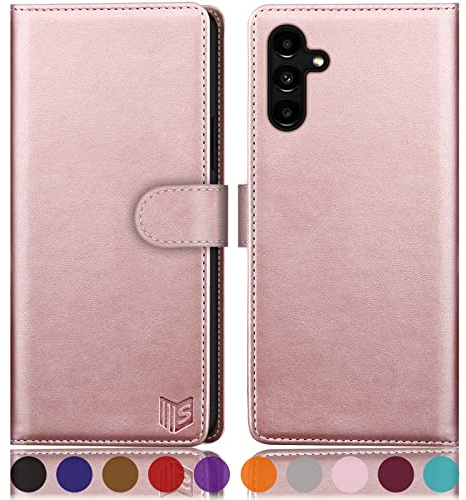 SUANPOT for Samsung Galaxy A54 5G case with [Credit Card Holder][RFID Blocking],PU Leather Flip Book Protective Cover Women Men for Samsung A54 Phone case Rose Gold