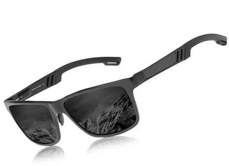 KINGSEVEN Männer Polarisierte Sonnenbrille Aluminium Magnesium Sonnenbrille Fahren Gläser Rechteck Shades Für Männer Oculos masculino Männlich (Schwarz Grau)