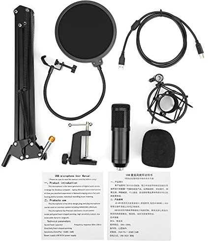 LANTRO JS BM800 - Set di microfoni, perfetto per live streaming, karaoke e trasmissioni in studio