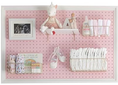 ARTAWEIN Stecktafel-Organizer – Bastelklammerbrett, Kinderzimmer-Aufbewahrung, Wand-Organizer und mehr, kommt mit 1xgratis Regal, rosa, 1)