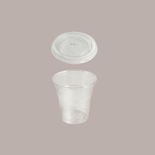 Lucgel Bicchiere Plastica Pet Trasparente Monouso 200cc + Coperchio Piatto - 100 pezzi -