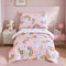 PERFEMET Mädchen-Bettwäsche-Set für Kleinkinder, 4-teilig, Wolke, Regenbogen, weich, wendbar, bunt, rosa, Kleinkind-Bettwäsche-Set für Kinderbett (Rosa, Regenbogen/Wolken)
