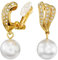 Traveller Ohrclip - Hänger - Perle - Weiss - Kristalle - 22kt vergoldet - 114256