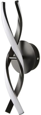 Matt Black Double Twist Wall Light Indoor/Outdoor Integrated LED Kitchen Living Room Light Fitting Neutral White Lighting - IP44 Rated