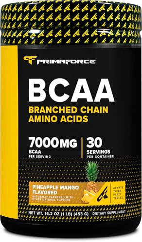 Primaforce BCAA Powder (Pineapple Mango) 30 Servings Per Container - 2:1:1 BCAAs, Post-Workout Recovery Drink with Amino Acids and Real Salt for Men & Women