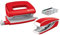 Leitz WOW Mini-Heftgerät und -Locherset, Heften oder Lochen von bis zu 10 Blatt, inkl. 1000x P2 N°10 Heftklammern, Ideales Set für Büro, Home Office, Schule & Kinderzimmer, Metallic Rot, 55612026
