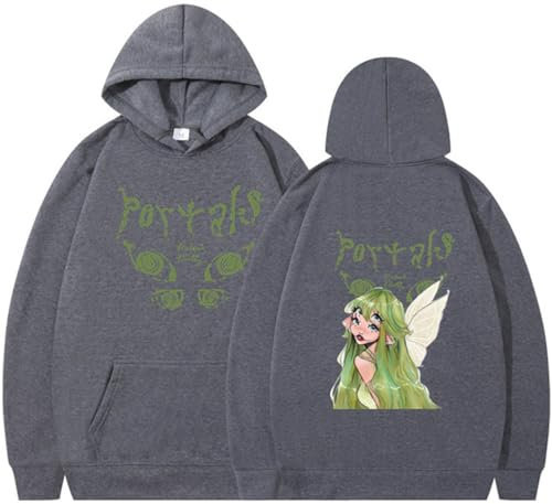 Silver Basic Unisexe Hoodie Melanie Martinez Portals Damen Y2K Locker und flauschig mit einem Hut-SGrey-XL1