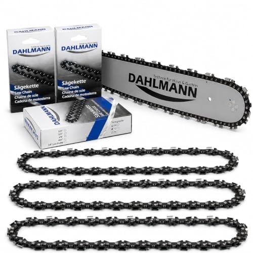DAHLMANN Schwert 3/8 35 cm 1,3 mm + 3 Sägeketten für HUSQVARNA Motorsäge 120 Mark II 130 135 135 Mark II 140 235 236 240 – robust, passgenau, langlebig, für Brennholz & Gartenarbeit