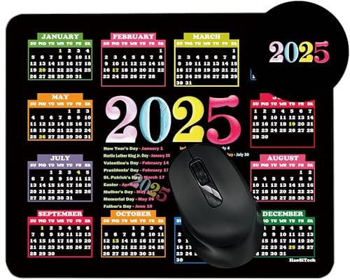 HaoSiTeck Mousepad 2025, XL Calendar Mouse Pad with Holidays, Non-Slip Rubber Base, Ideal Home Office Desk Decor Accessories for Computer Laptop Work Gaming