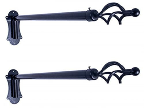 2Stück Eisen Schwenkarm Vorhangstange, Vorhangstange Tür Vorhangstange Seitenteile Fenster Gardine Display-Ständer Mit Endstücken Für Vordertür (Schwarz)
