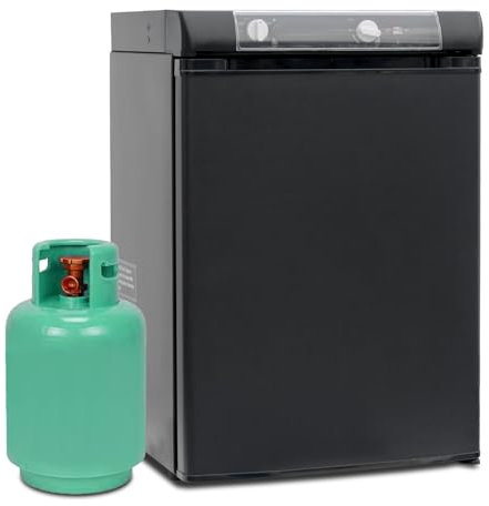 SMETA Camping kühlschrank 12V 230V Gas,Wohnmobil Kühlschrank 60L,Gas Kühlschrank,3 Wege Kühlschrank 60L, Tragbarer Kühlschrank für Wohnmobil, Wohnwagen, LKW, Van, Garage, Cottage, Leiser 0dB