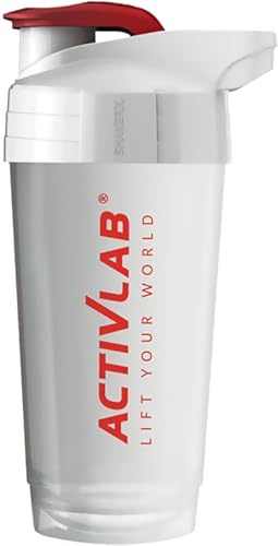 Activlab Protein Shaker 700 ml Schüttelbecher mit Messskala, PRO, Weiß Rot | Eiweiß Shaker, Circle Technology, BPA-frei, spülmaschinenfest, für Proteinshakes im Gym und unterwegs