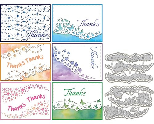 GLOBLELAND Leuchtende Sterne Metall Stanzschablone Rand Papierpräge Stanzschablonen Set Stanzformen für Kartenherstellung DIY Papier Scrapbooking Handgefertigtes Fotoalbum